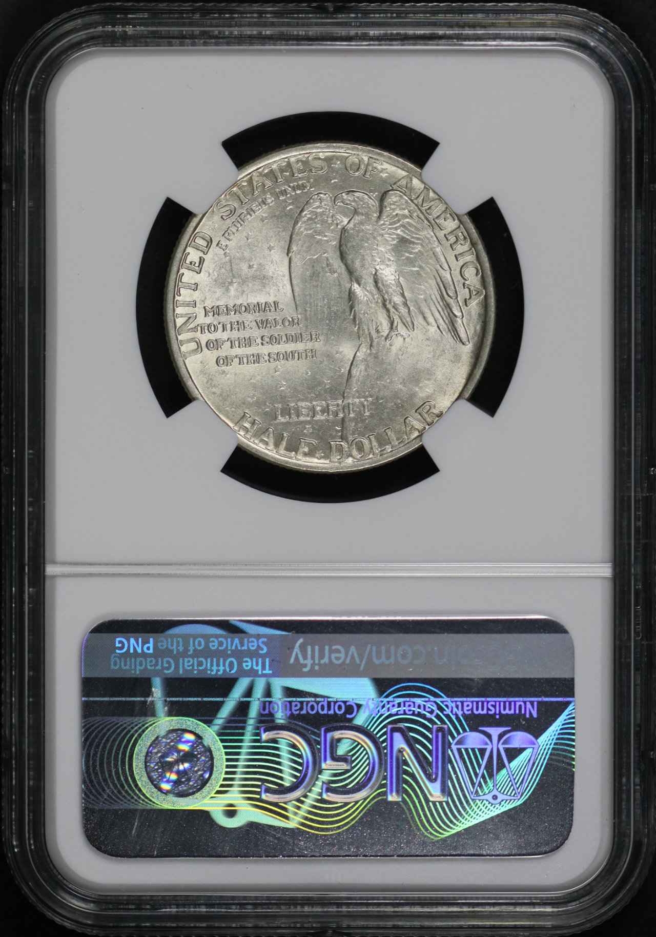 Reverse of this 1925 50C Stone Mountain Silver Commemorative NGC MS-64