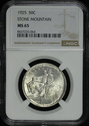 Obverse of this 1925 50C Stone Mountain Silver Commemorative NGC MS-65