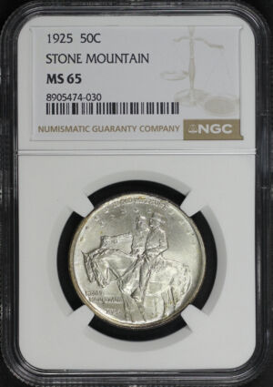 Obverse of this 1925 Stone Mountain 50C Silver Commemorative NGC MS-65