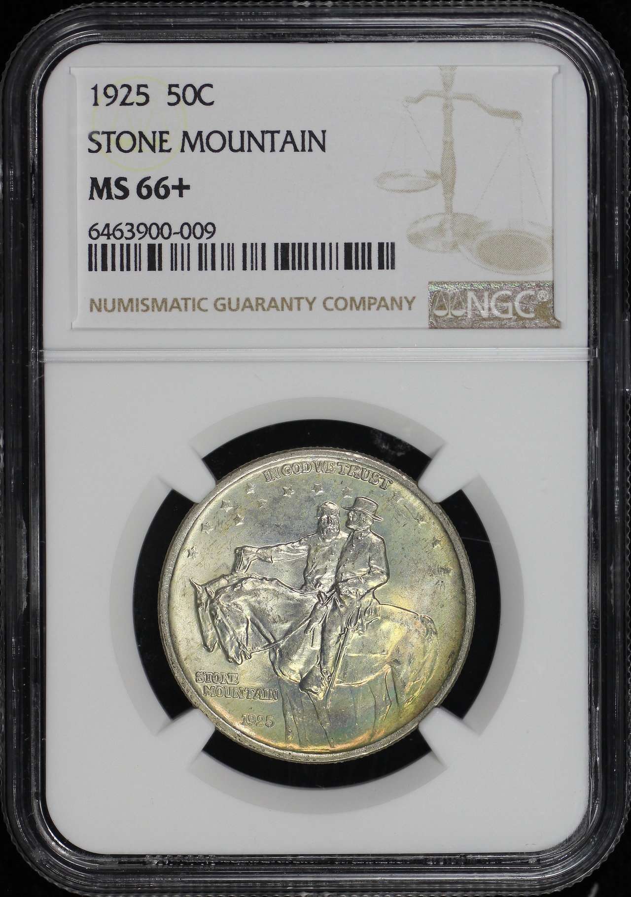 Obverse of this 1925 50C Stone Mountain Silver Commemorative NGC MS-66+