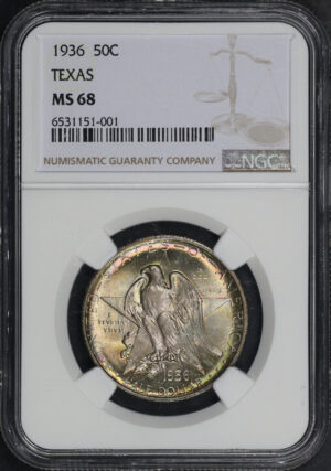 Obverse of this 1936 50C Texas Silver Commemorative NGC MS-68