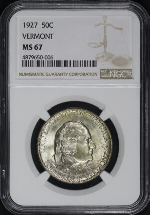 Obverse of this 1927 50C Vermont Silver Commemorative NGC MS-67