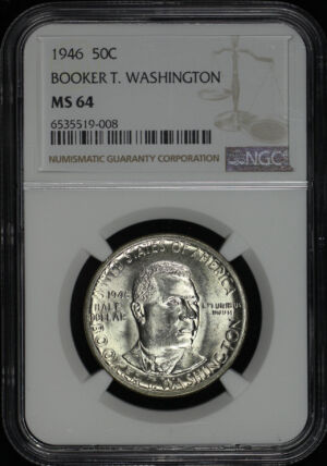 Obverse of this 1946 50C Booker T. Washington Silver Commemorative NGC MS-64