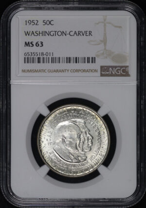 Obverse of this 1952 50C Washington-Carver Silver Commemorative NGC MS-63