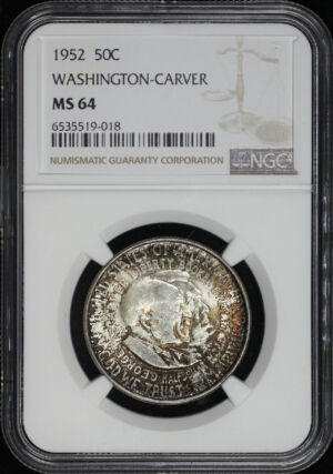 Obverse of this 1952 50C Washington-Carver Silver Commemorative NGC MS-64