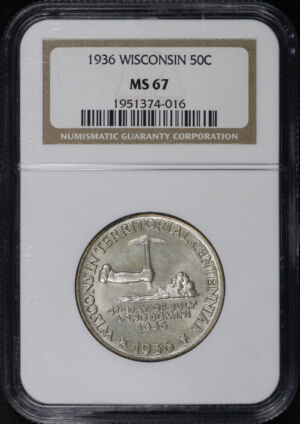 Obverse of this 1936 50C Wisconsin Silver Commemorative NGC MS-67