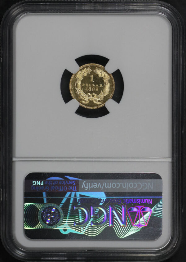 Reverse of this 1888 Gold Dollar Type 3 NGC PF-67+ CAM CAC