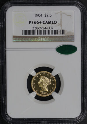 Obverse of this 1904 Liberty Head $2.5 NGC PF-66+ CAM CAC