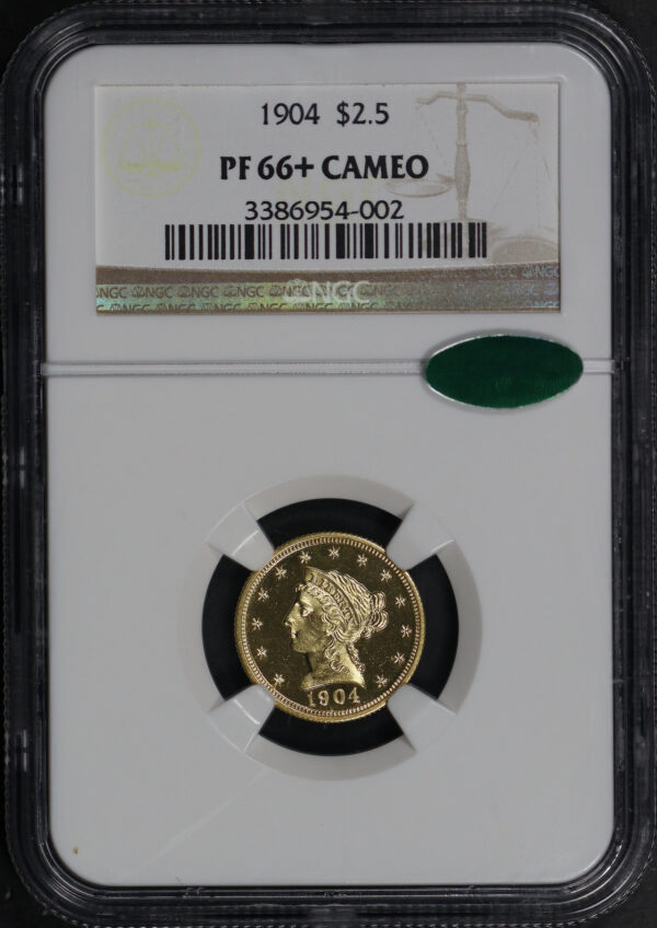 Obverse of this 1904 Liberty Head $2.5 NGC PF-66+ CAM CAC