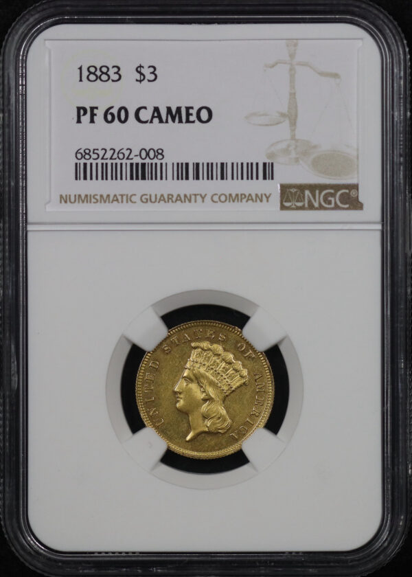 Obverse of this 1883 Three Dollar NGC PF-60 Cameo