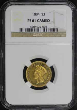 Obverse of this 1884 Three Dollar NGC PF-61 Cameo