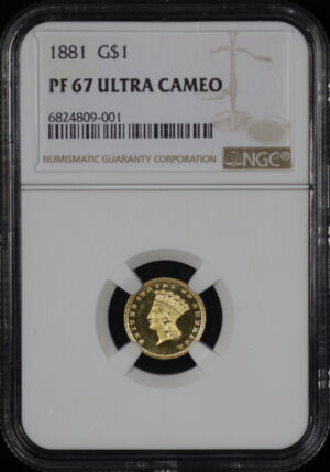 Obverse of this 1881 Gold Dollar Type 3 NGC PF-67 Ultra Cameo