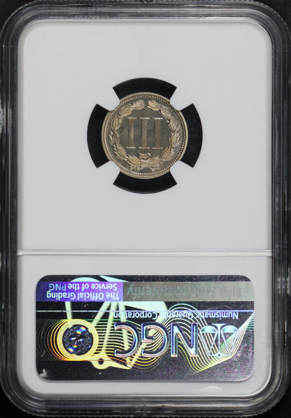 Reverse of this 1868 Three Cent Nickel NGC PF-67 CAM