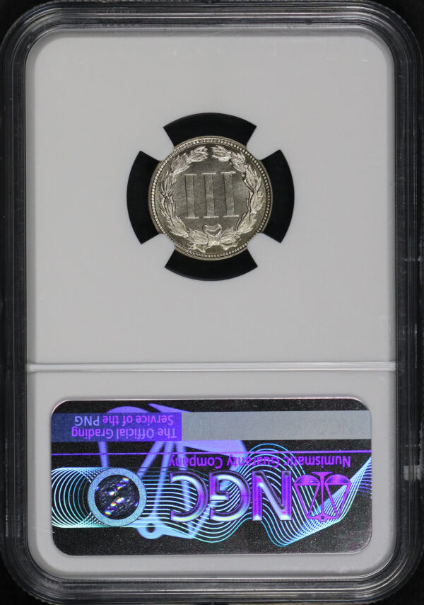 Reverse of this 1881 Three Cent Nickel NGC PF-67 CAM