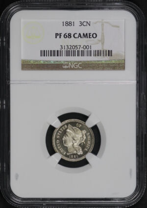 Obverse of this 1881 Three Cent Nickel NGC PF-68 CAM