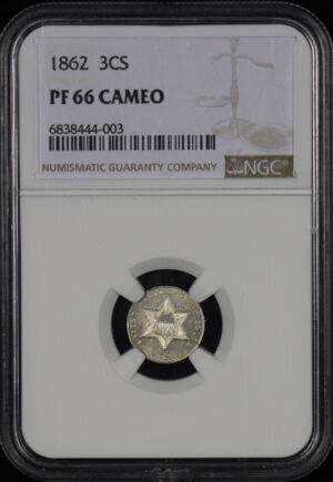 Obverse of this 1862 Three Cent Silver NGC PF-66