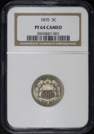Obverse of this 1870 Shield Nickel NGC PF-64 Cameo