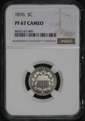 Obverse of this 1876 Shield Nickel NGC PF-67 CAM