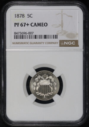 Obverse of this 1878 Shield Nickel NGC PF-67+ Cameo