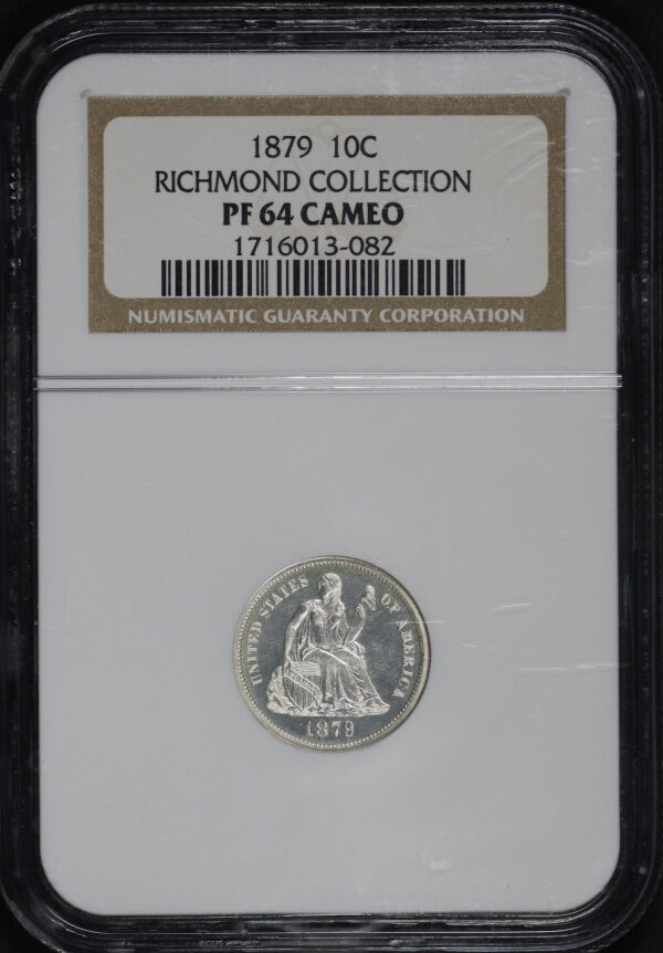 Obverse of this 1879 Liberty Seated Dime NGC PF-64 CAM RICHMOND COLLECTION