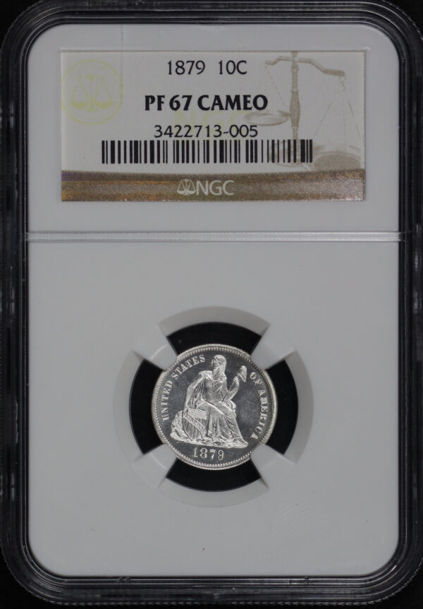 Obverse of this 1879 Liberty Seated Dime NGC PF-67 CAM
