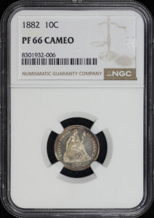 Obverse of this 1882 Liberty Seated Dime NGC PF-66 CAM