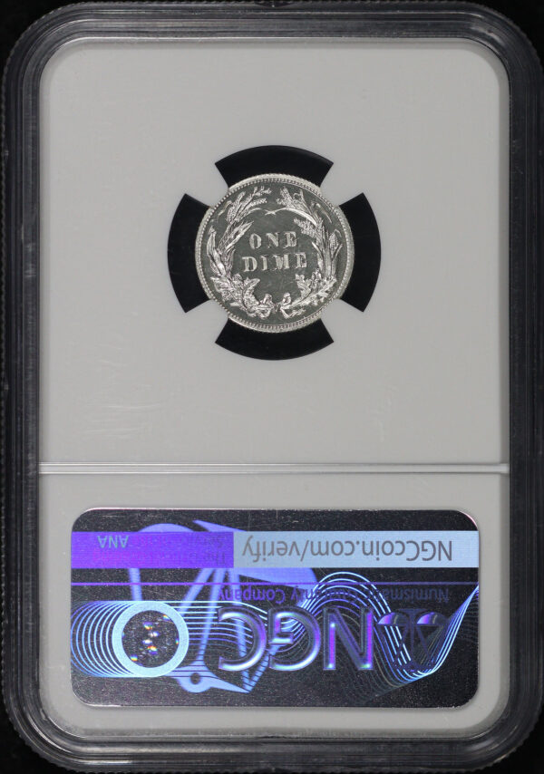 Reverse of this 1904 Barber Dime NGC PF-66 Cameo