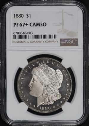 Obverse of this 1880 Morgan Dollar NGC PF-67+ CAM