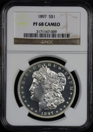 Obverse of this 1897 Morgan Dollar NGC PF-68 Cameo