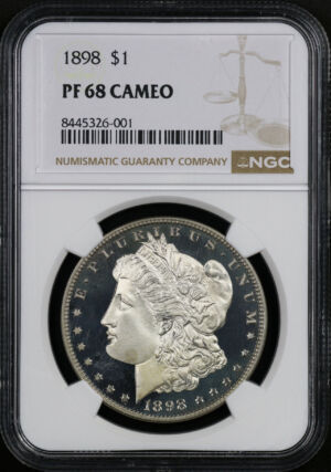 Obverse of this 1898 Morgan Dollar NGC PF-68 CAMEO