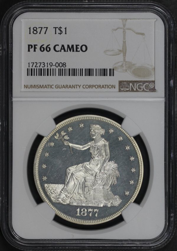 Obverse of this 1877 Trade Dollar NGC PF-66 CAM