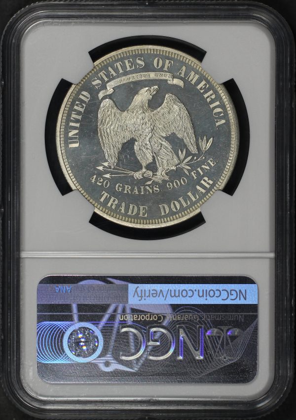 Reverse of this 1877 Trade Dollar NGC PF-66 CAM