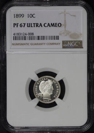 Obverse of this 1899 Barber Dime NGC PF-67 UC