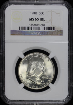 Obverse of this 1948 Franklin Half Dollar NGC MS-65 FBL
