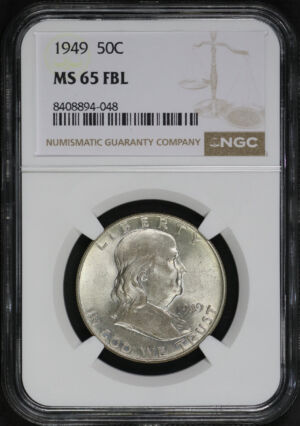 Obverse of this 1949 Franklin Half Dollar NGC MS-65 FBL