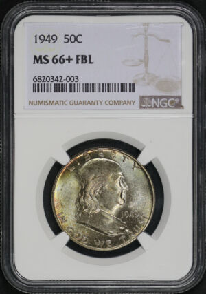 Obverse of this 1949 Franklin Half Dollar NGC MS-66+ FBL