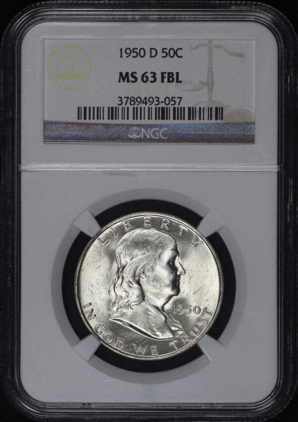 Obverse of this 1950-D Franklin Half Dollar NGC MS-63 FBL