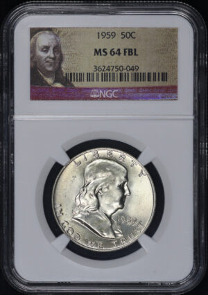 Obverse of this 1959 Franklin Half Dollar NGC MS-64 FBL
