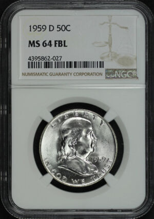 Obverse of this 1959-D Franklin Half Dollar NGC MS-64