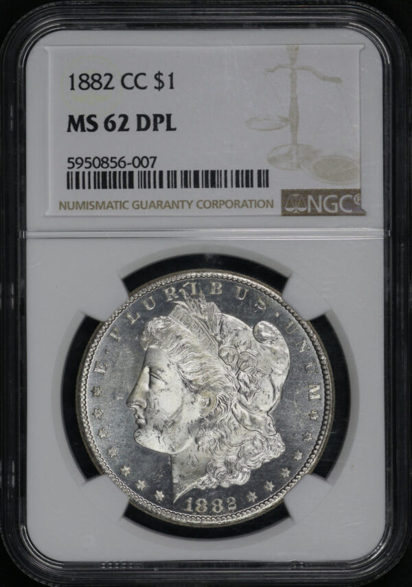 Obverse of this 1882-CC Morgan Dollar NGC MS-62 DMPL