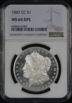 Obverse of this 1882-CC Morgan Dollar NGC MS-64 DMPL