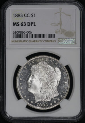 Obverse of this 1883-CC Morgan Dollar NGC MS-63 DPL