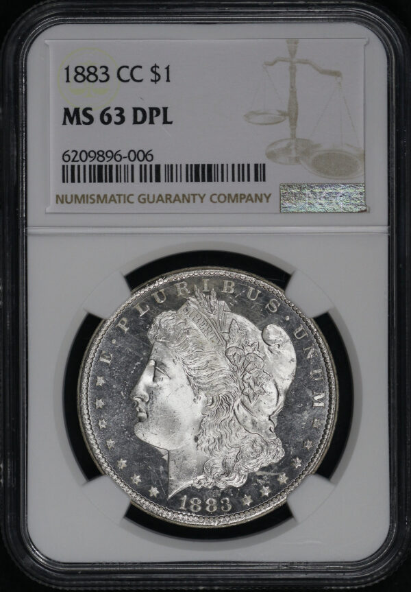 Obverse of this 1883-CC Morgan Dollar NGC MS-63 DPL