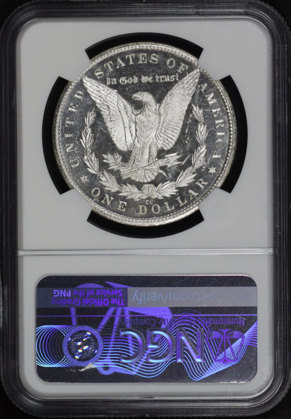 Reverse of this 1883-CC Morgan Dollar NGC MS-63 DPL