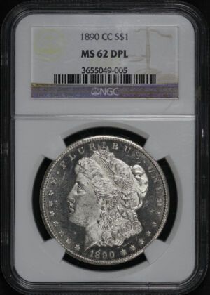 Obverse of this 1890-CC Morgan Dollar NGC MS-62 DMPL