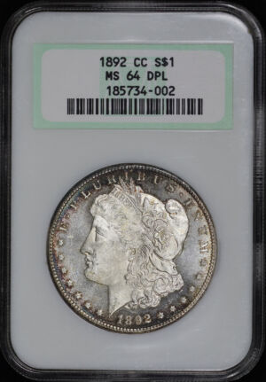 Obverse of this 1892-CC Morgan Dollar NGC MS-64 Old Fatty Holder