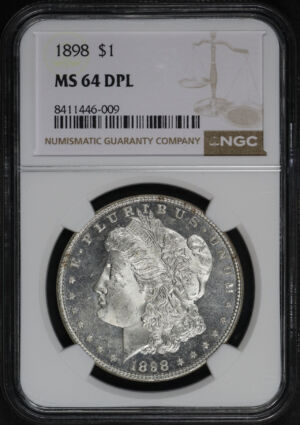 Obverse of this 1898 Morgan Dollar NGC MS-64 DMPL