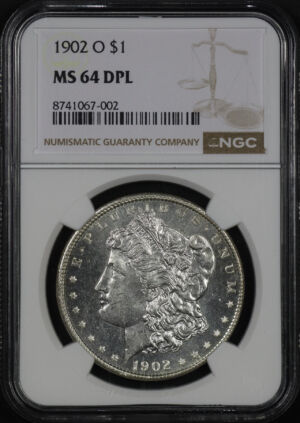Obverse of this 1902-O Morgan Dollar NGC MS-64 DPL