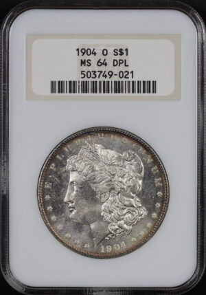 Obverse of this 1904-O Morgan Dollar NGC MS-64 DMPL