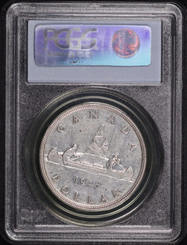 Reverse of this 1948 Canada Silver Dollar KM-46 PCGS AU-50
